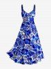 Flowers Leaf Watercolor Print Twist Hawaii Tank Dress -  