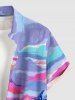 Chemise Hawaï pour homme à imprimé peinture colorée de cocotier, avec poche et boutons - Violet clair XL