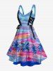 Coconut Tree Colorful Painting Print Hawaii Lace Up A Line Dress -  