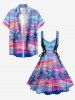 Coconut Tree Colorful Painting Print Hawaii Lace Up A Line Dress -  