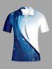 Curve Ombre Stars Print Hawaii Zipper Polo Shirt For Men -  