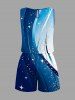 Combinaison courte Curve Ombre Stars imprimé Hawaii à cordon de serrage et poche - Bleu M