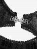 Flower Paisley Flocking Lace Trim Mermaid Cami Dress With Leaf Buckle Flare Sleeve Shrug Top -  