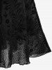 Flower Paisley Flocking Lace Trim Mermaid Cami Dress With Leaf Buckle Flare Sleeve Shrug Top -  