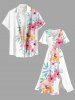 Hibiscus Flower Leaf Print Hawaii Split Pocket A Line Midi Dress -  