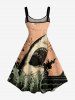 Robe trapèze Hawaii à imprimé requin et plantes marines - orange clair XXS