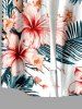 Hibiscus Flower Tropical Leaf Print Buttons Pocket Hawaii Shirt For Men -  