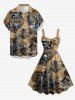 Skull Skeleton Pirate Ship Rudder Anchor Cruise Print Hawaii Tank Dress - Bronze XXS