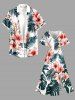 Hibiscus Flower Tropical Leaf Print Split Hawaii Midi Dress - Rouge 1X