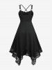 Plus Size Flower Lace Trim Crisscross Strappy Textured Dress with Removable Cross -  
