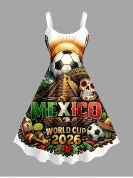 Football Skull Flag Sun Eagle Print Tank Dress - Brun 3X