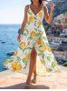 Orange Leaf Oil Painting Print Surplice Hawaii Cami Dress - Vert S