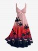 Coconut Tree Flamingo Ombre Print Matching Hawaii Beach Outfit For Couples - Rouge Rose 