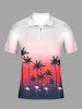 Coconut Tree Flamingo Ombre Print Matching Hawaii Beach Outfit For Couples - Rouge Rose 