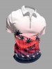 Coconut Tree Flamingo Ombre Print Matching Hawaii Beach Outfit For Couples - Rouge Rose 