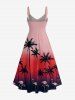 Coconut Tree Flamingo Ombre Print Matching Hawaii Beach Outfit For Couples - Rouge Rose 