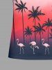 Coconut Tree Flamingo Ombre Print Matching Hawaii Beach Outfit For Couples - Rouge Rose 