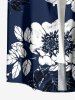 Flowers Leaf Print Matching Hawaii Beach Outfit For Couples - Bleu profond 