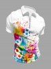 Colorful Painting Splatter Football Print Hawaii Zipper Polo Shirt For Men -  