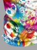 Colorful Painting Splatter Football Print Hawaii Zipper Polo Shirt For Men -  