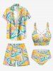 Coconut Tree Sea Waves Bird Print Matching Hawaii Beach Outfit For Couples -  