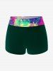 Plus Size Skull Glitter Print Boyshorts Tankini Swimsuit (Adjustable Shoulder Strap) -  
