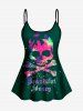 Plus Size Skull Glitter Print Boyshorts Tankini Swimsuit (Adjustable Shoulder Strap) -  