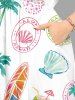 Coconut Tree Sailboat Hibiscus Flower Print Hawaii Split Pocket A Line Midi Dress -  