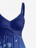 Robe trapèze Twist Hawaï à imprimé dégradé feuilles et fleurs - Bleu XXS
