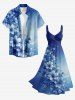 Flower Leaf Ombre Print Hawaii Twist A Line Dress -  