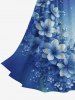 Flower Leaf Ombre Print Hawaii Twist A Line Dress -  