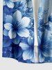 Flower Leaf Ombre Print Hawaii Button Pocket Shirt For Men -  