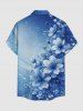 Flower Leaf Ombre Print Hawaii Button Pocket Shirt For Men -  