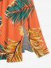 Hibiscus Flowers Tropical Leaf Print Split Hawaii Midi Dress -  