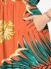 Hibiscus Flowers Tropical Leaf Print Split Hawaii Midi Dress -  