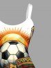 Football Skull Flag Sun Eagle Print Tank Dress - Brun 3X