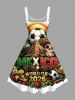 Football Skull Flag Sun Eagle Print Tank Dress - Brun 3X