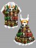 Football Skull Flag Sun Eagle Print Tank Dress - Brun 3X
