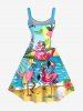 Seascape Flamingo Coconut Tree Print Hawaii Tank Dress -  