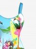 Seascape Flamingo Coconut Tree Print Hawaii Tank Dress -  
