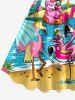 Seascape Flamingo Coconut Tree Print Hawaii Tank Dress -  