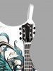Robe débardeur Hawaii imprimé Flower Guitar Wing - Turquoise Foncée 2X