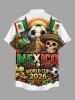 Football Skull Flag Sun Eagle Print Buttons Pocket Shirt For Men -  