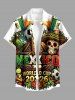 Football Skull Flag Sun Eagle Print Buttons Pocket Shirt For Men -  