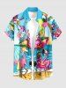 Seascape Flamingo Coconut Tree Print Buttons Pocket Hawaii Shirt For Men -  