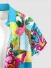 Seascape Flamant Rose Cocotier Boutons Imprimés Poche Chemise Hawaïenne Pour Homme - Pers 4XL