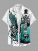 Flower Guitar Wing Print Buttons Pocket Hawaii Shirt For Men -  
