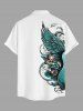 Flower Guitar Wing Print Buttons Pocket Hawaii Shirt For Men -  