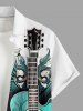 Flower Guitar Wing Print Buttons Pocket Hawaii Shirt For Men -  