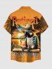 Chemise hawaïenne pour homme – Imprimé perroquet, cocotier, jus de fruits, soleil et paysage marin – Boutons et poche - Orange 6XL